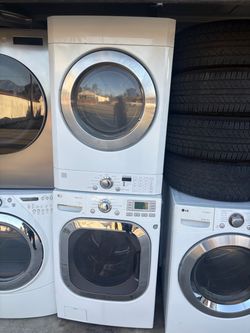 Lg Stackable  Washer and gas dryer  Excellent working condition  Heavy duty  W27 D30 H78 Washer 4.5 cu ft Dryer 7.3 cu fit 3 months warranty parts and