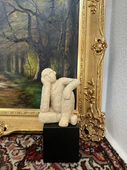 Vintage Hand Molded Thinking Man Sculpture