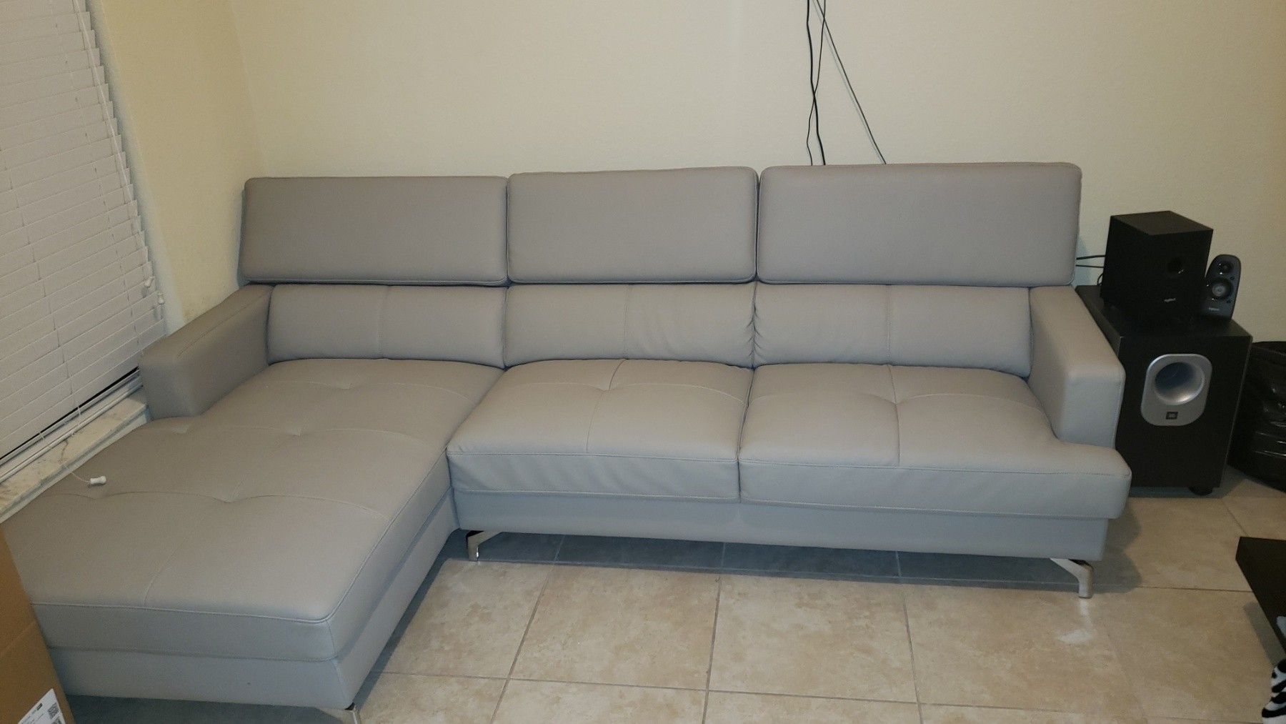 Leather Grey sectional couch