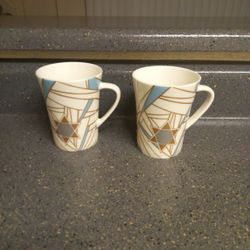 Starbucks Coffee 2009 Gold Blue Star Of David Coffee Mugs 12 Oz