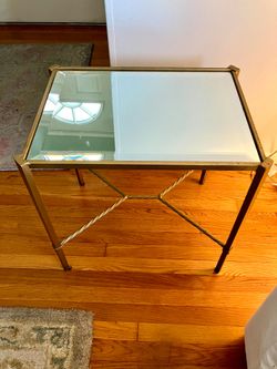Gold metal and mirror side table - 15” x 21” x 20” H - $25 obo