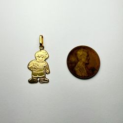 18K Solid Gold Boy Soccer Charm Pendant (1.45g)