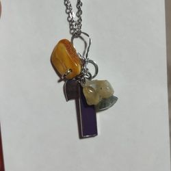 purple amber heart moss agate necklace 
