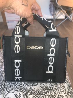 bebe Black Tote Bag with Logo Straps