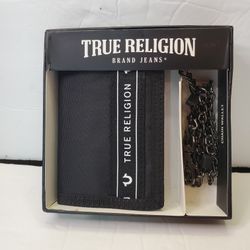 BNIB True Religion Tri Fold Chain Wallet