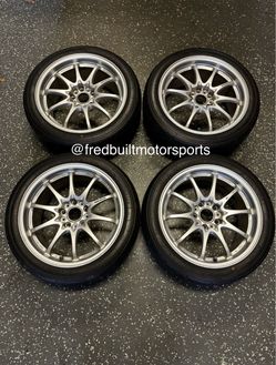 17x8.5 VOLK Racing CE28N Wheels w/ ADVAN A050 Tires 5x114.3