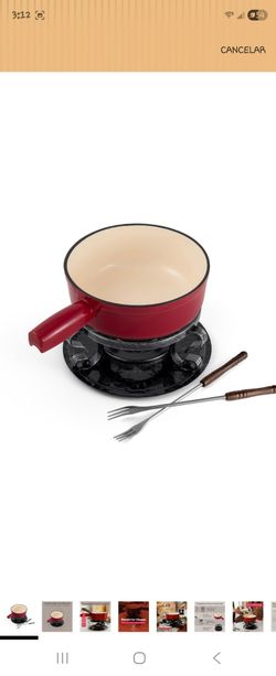 Swissmar Lugano - Cast iron cheese fondue set, 9 pieces, 2 quarts