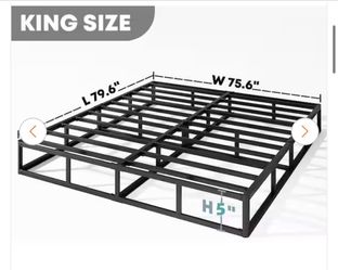 Homzene King Size Box Spring with Metal Structure, Mattress Foundation with Fabric Cover- 7 In High New Open Box - Unused