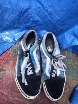 Used Vans Old Skool Galaxy and Black Low Rise skate Sneakers Size 4