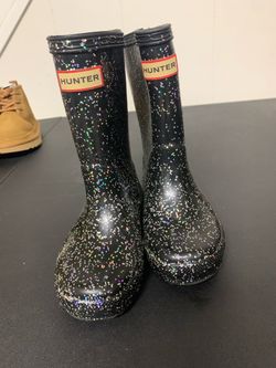 Girls Black Glitter Hunter Boots