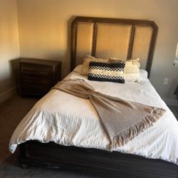 Moving SALE!!  wood Queen bed  with nightstand