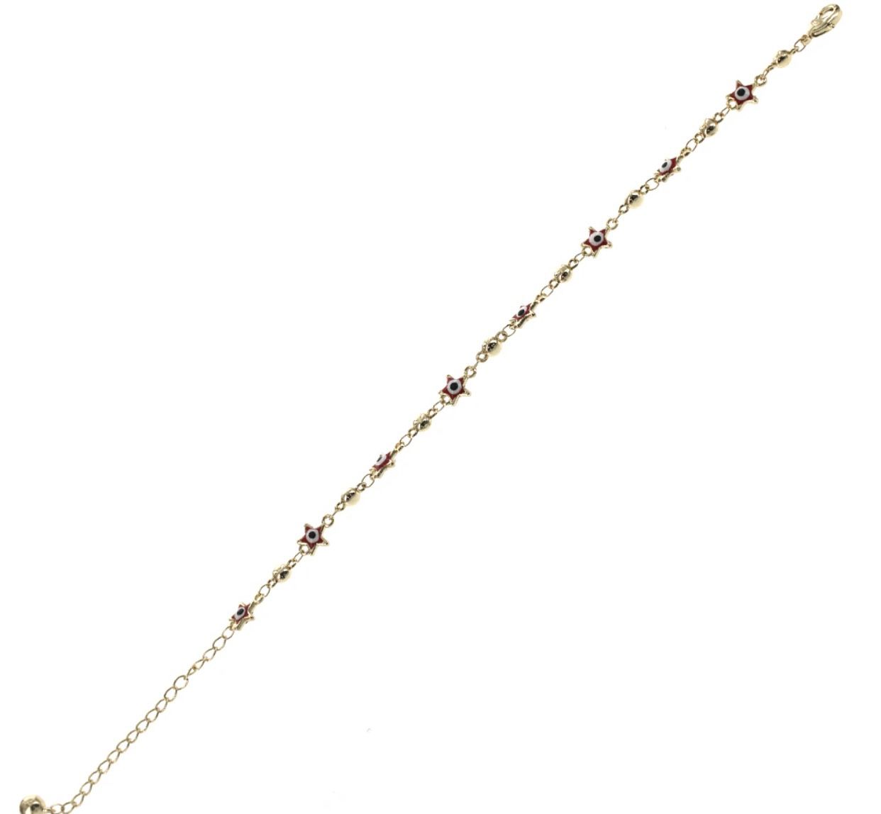14K Plated Red Evil Eye Anklet