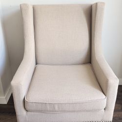 Moving Sale! Modern Beige Wingback Accent Chair – Excellent Condition