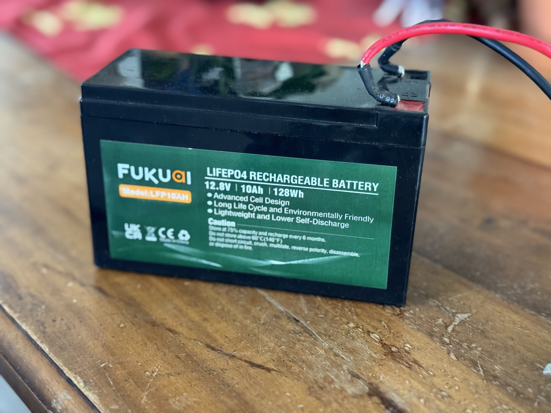 FUKUAI 12.8V Rechargeable Battery with Charger 10Ah LiFePO4