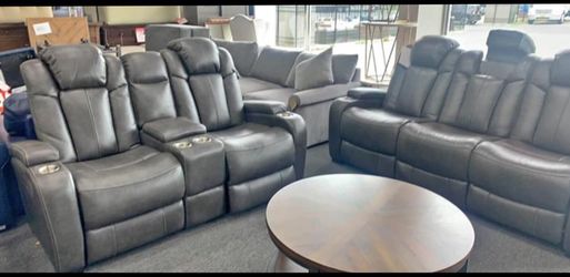 Power reclining sofa and love seat