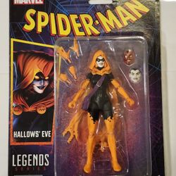 RETRO CARD.  MARVEL LEGENDS SERIES.  SPIDER-MAN.  HALLOWS EVE 6" ACTION FIGURE. 