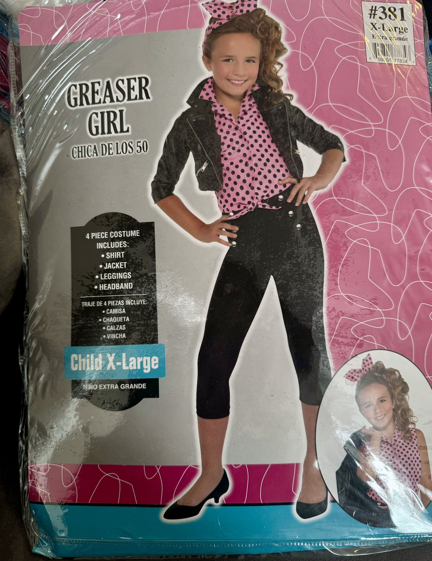 Child Greaser Girl Costume Size XL