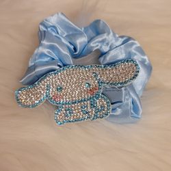Hello Kitty Cinnamoroll, Kawaii  rhinestone blue hair scrungie 