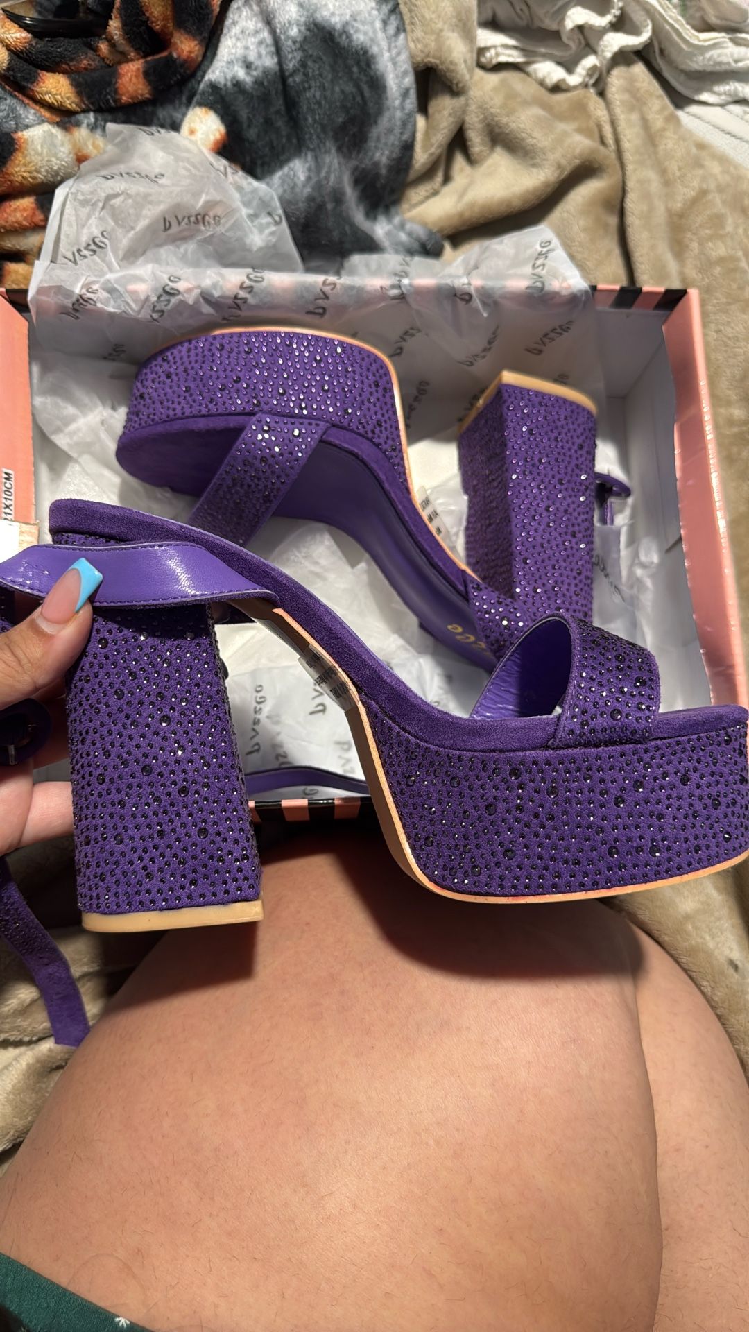 Purple Rhinestone Heels Size 8