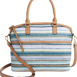 Style & Co. Blue and Tan Satchel with Structured Design