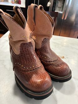Ariat Womens 10B Fatbaby Gembaby Western Boots Brown Pink Studded Embossed