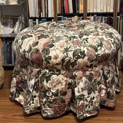 Round Floral Print Ottoman