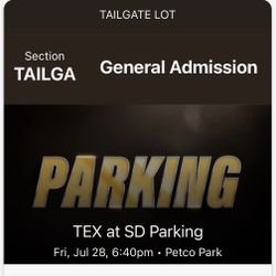 Padres Tailgate Parking  7/28 