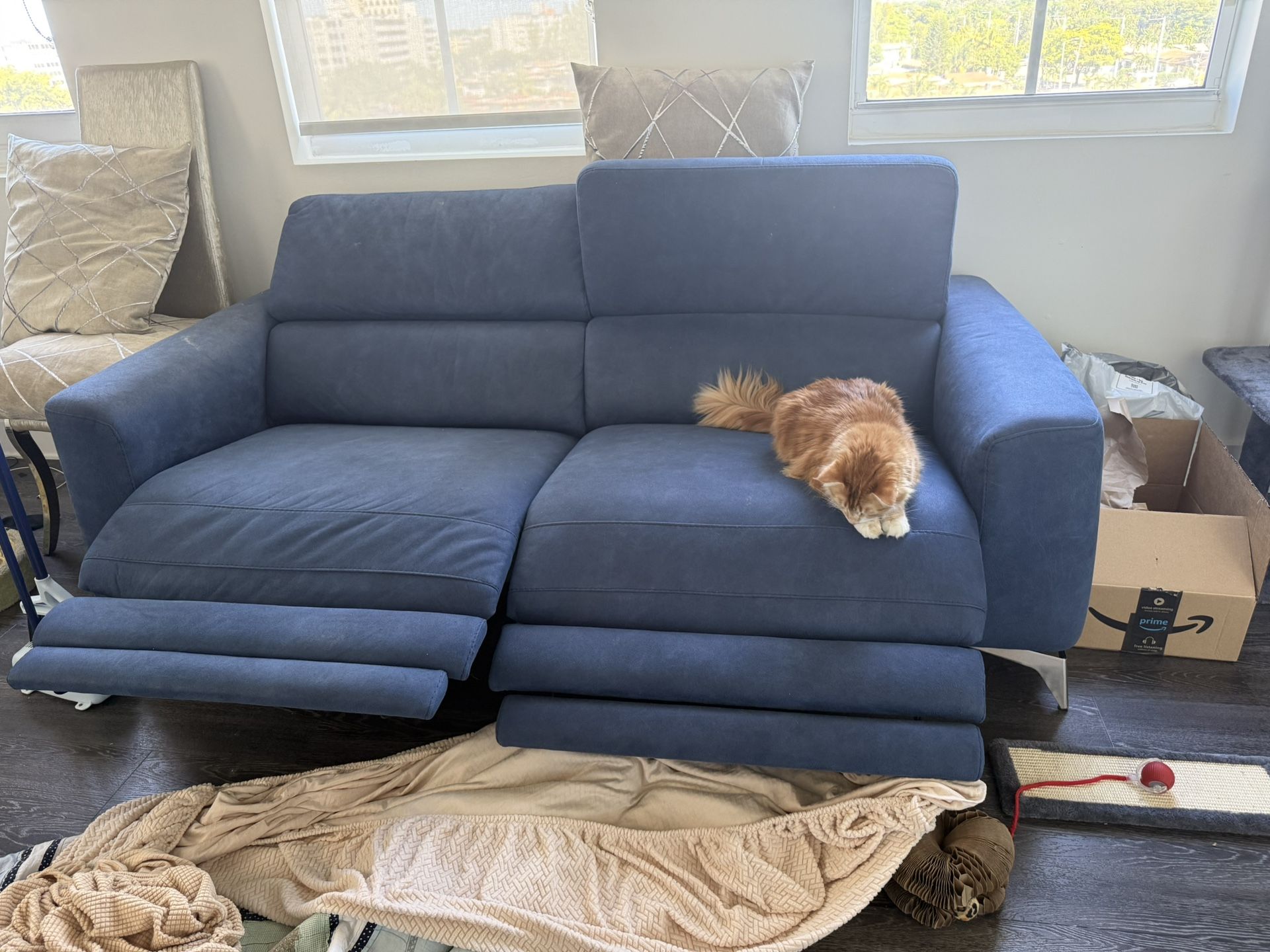 reclining sofa with adjustable headrest