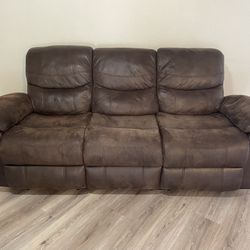 Brown Leather Couch, Loveseat, Chair Recliners