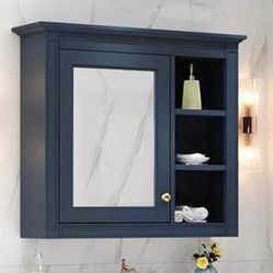 Assembled New Wall Mounted Bathroom Storage Cabinet 30'' x 28'' Blue Medicine Cabinet