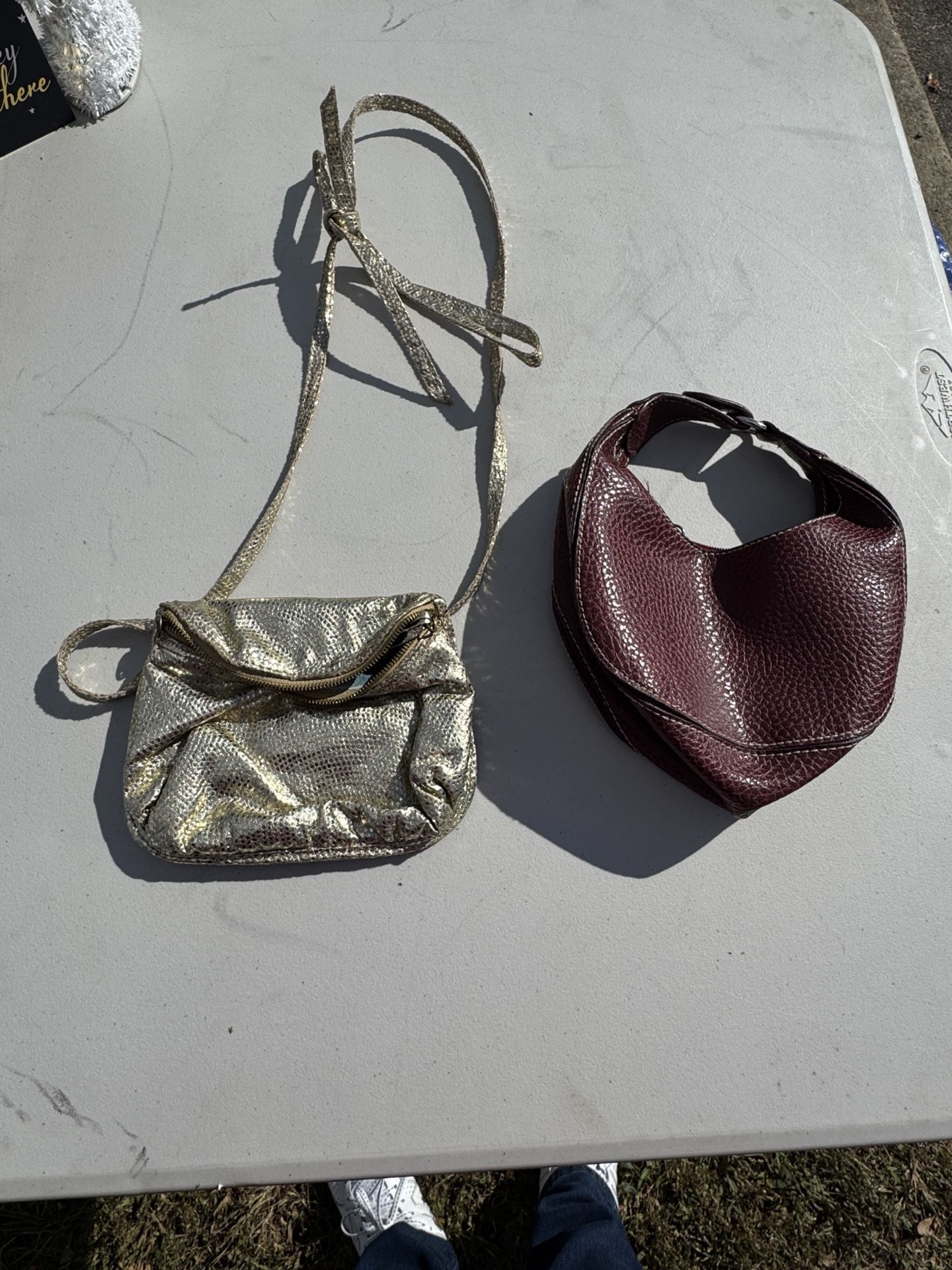 2 WOMENS Small Handbags. 1 Gold And 1 Burgundy