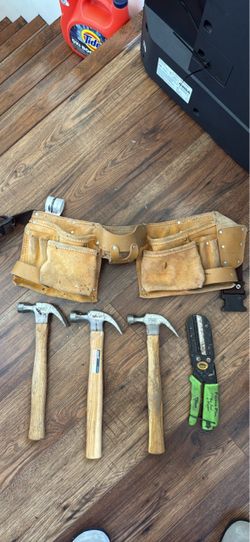 3 Hammers + Leather Tool Belt & Hand Tool – Tool Lot
