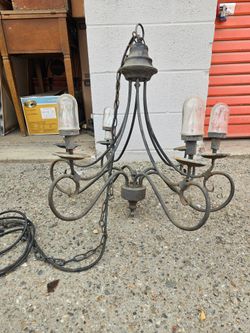 Vintage 5-Light Wrought Iron Chandelier – Rustic / Spanish Style