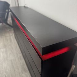 Modern Black Bedroom Set – Dresser + 2 Nightstands (LED) – Like New (Under 6 Months Old)