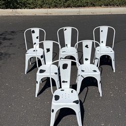 Dining Chairs-Set Of 6 Cow Print Chairs