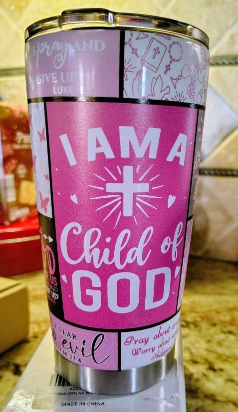 NEW IN BOX. I AM A CHILD OF GOD TUMBLER. SEE 👀 PHOTOS. CASH/ PICKUP ONLY