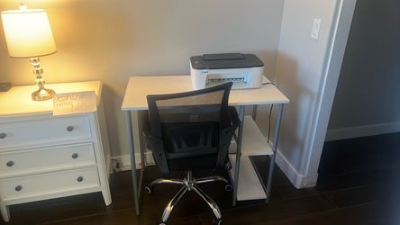 Desk , chair & printer