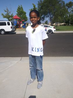 Custom Name Shirts! Up to 10 letters. Red or blue lettering.