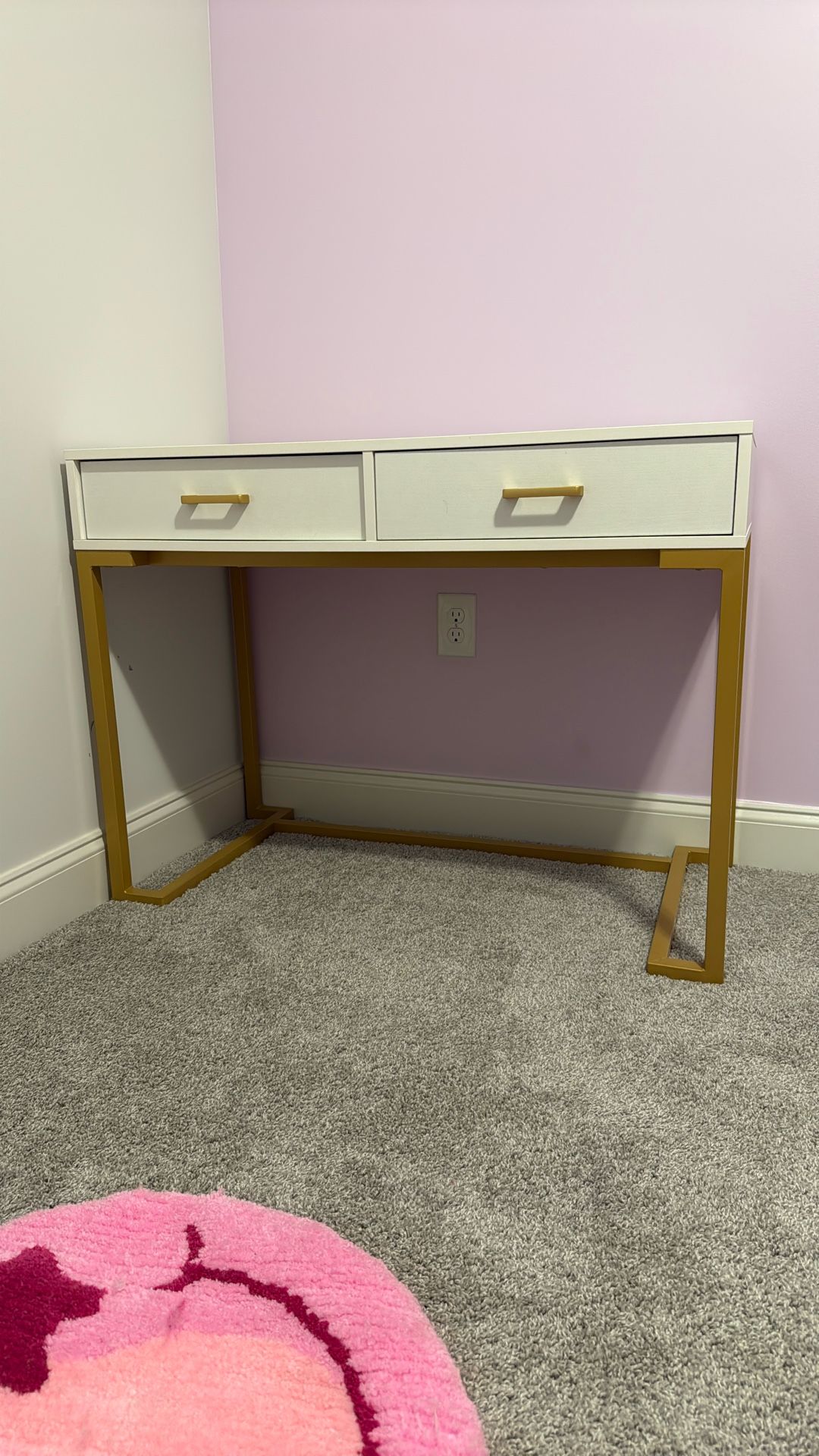 White & Gold Trim Desk 