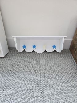 Moon and stars wall shelf With 4 hangers