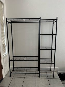 Clothing rack with shelves