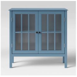 Windham 2 Door Glass Accent Storage Cabinet - Teal -