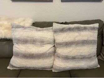 Gray/White Fur Pillows