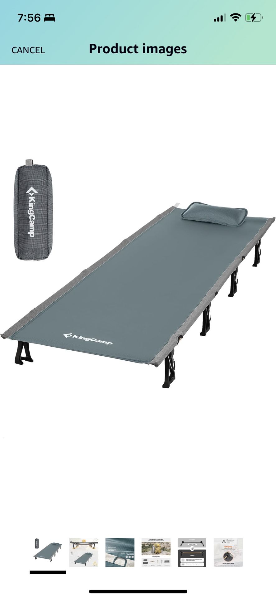 KingCamp Ultralight Folding Camping Backpacking Cot for Adult with Pillow (4.9 lbs