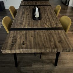 Modern Dining Table for 6 – Wood Top w/ Metal Legs