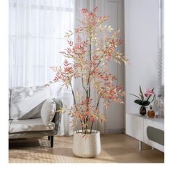 6ft Faux Bamboo Tree - Pink/red 