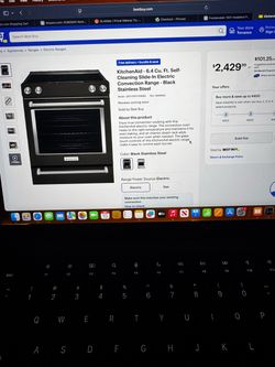 Black Stainless Steel Kitchen Aid Electric Stove & matching Microwave