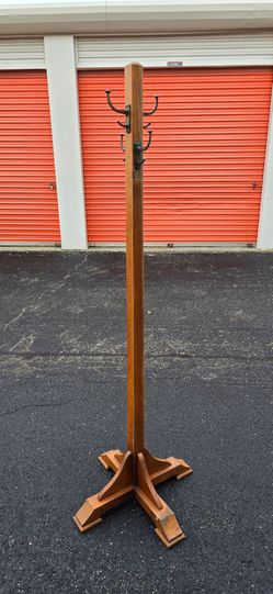 6 ft. Classic antique oak wood coat rack tree
