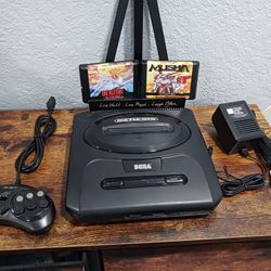 SEGA Genesis Console Model 2 MK-1631 Bundle + Musha, Herzog Zwei (Repro) ■Retro