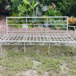 $30 Wrought iron large Patio Bench very sturdy need a paint